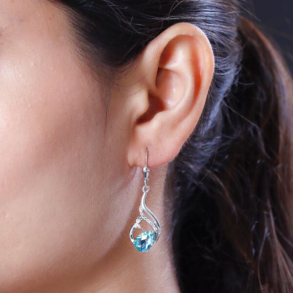 Pfau Triplett Quarz und weiße Zirkon-Ohrringe, 925 Silber platiniert ca. 4,63 ct image number 3