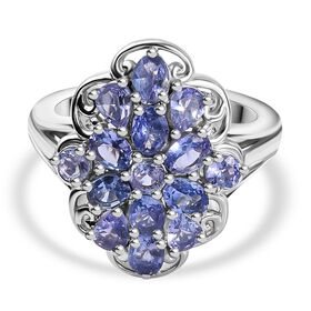 Tansanit Ring 925 Silber rhodiniert (Größe 21.00) ca. 2,27 ct