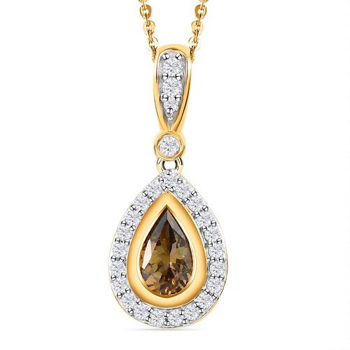 AA natürlicher, goldener Tansanit und Zirkon-Anhänger mit 50 cm Kette - 1,16 ct. image number 0