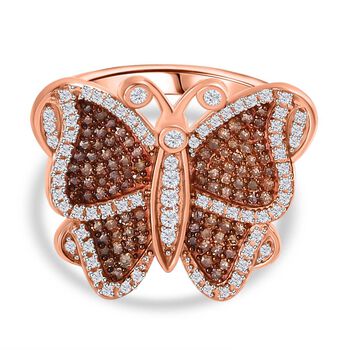 GP Kollektion Wei&szlig;er Diamant Ring 925 Silber Ros&eacute;gold Vermeil (Gr&ouml;&szlig;e 20.00) ca. 0.75 ct