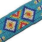 Handgefertigter, dehnbarer Perlengürtel mit Holzschnalle im Santa-Fe Stil, Rautenmuster, Hellblau image number 5