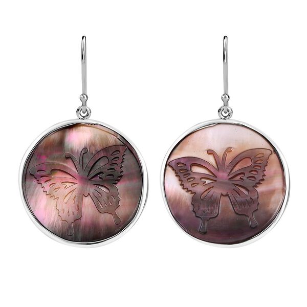 Graue Muschelkernperle ( 28 mm) Ohrringe, 925 Silber