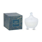 The 5th Season - Duftkerze mit Edelsteinen im Glasgefäß und Geschenkbox, Sojawachs und grüner Aventurin, Weiß