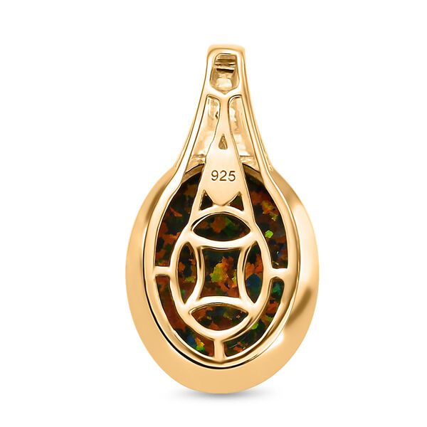 Labor schwarzer Opal und Zirkon-Anh&auml;nger - 3,73 ct. image number 5