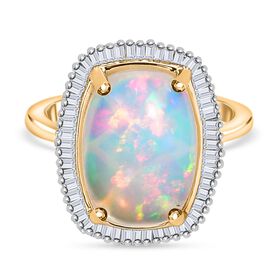 AAA natürlicher, äthiopischer Welo Opal und Diamant-Ring - 4,62 ct.