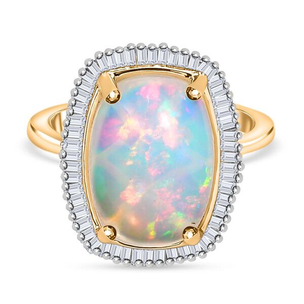 AAA nat&uuml;rlicher, &auml;thiopischer Welo Opal und Diamant-Ring - 4,62 ct.