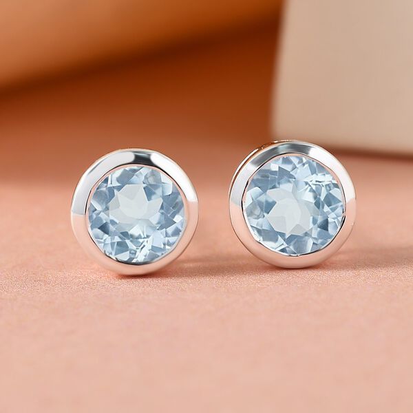 Himmelblaue Topas Ohrringe, 925 Silber ca. 1,98 ct image number 2