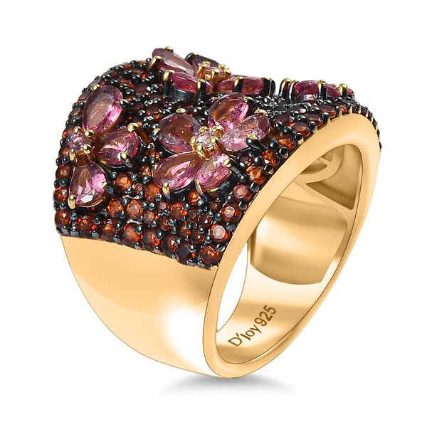 D'Joy Rosa Turmalin, Mosambik Granat Ring 925 Silber 750 Gelbgold Vermeil (Gr&ouml;&szlig;e 21.00) ca. 4,36 ct image number 4