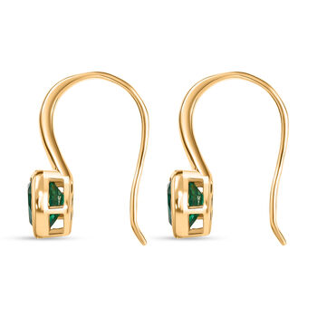 D'Joy Smaragd-Quarz Triplette Ohrringe 925 Silber 750 Gelb Vergoldet ca. 1,82 ct.