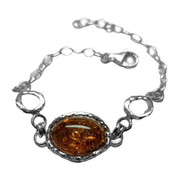 Nat&uuml;rlicher Baltischer Bernstein Armband, ca. 19 cm 925 Silber