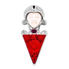 Mexikanische Zinnober, Afrikanischer Rubin (Fissure gefüllt) Anhänger 925 Silber ca. 28,77 ct.