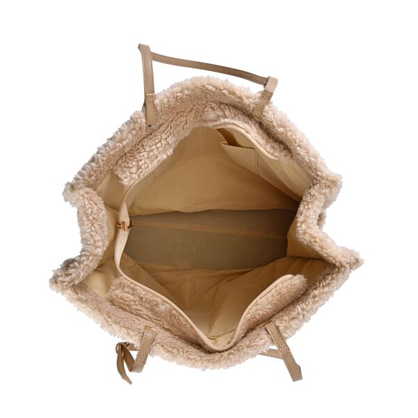 Kunstfell Schultertasche, Beige image number 6