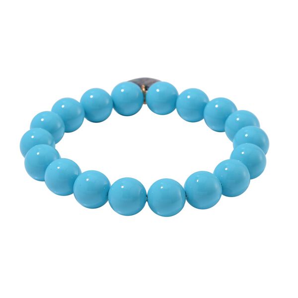 Sleeping Beauty t&uuml;rkisfarbenes Muschelkernperlen und Abalone-Muschel Armband, 17-19 cm - 198 ct. image number 4