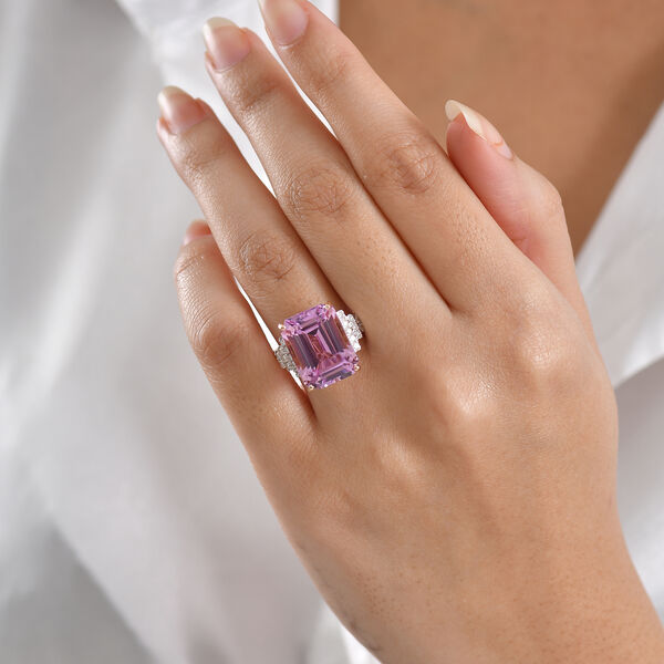 LUXORO AAA Patroke Kunzit, Wei&szlig;er Diamant Ring 585 Rosa Gold (Gr&ouml;&szlig;e 17.00) ca. 14,87 ct image number 2