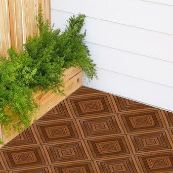 10er-Set Fliesen aus Teakholz, Diagonal, Braun&nbsp;