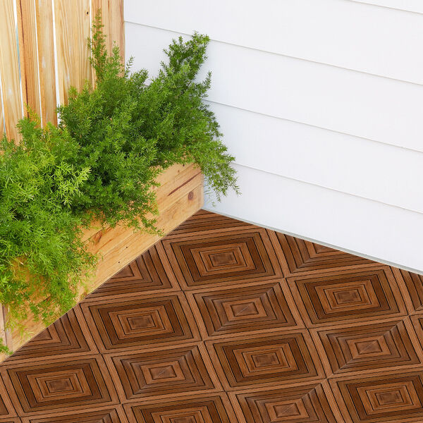 10er-Set Fliesen aus Teakholz, Diagonal, Braun&nbsp; image number 1