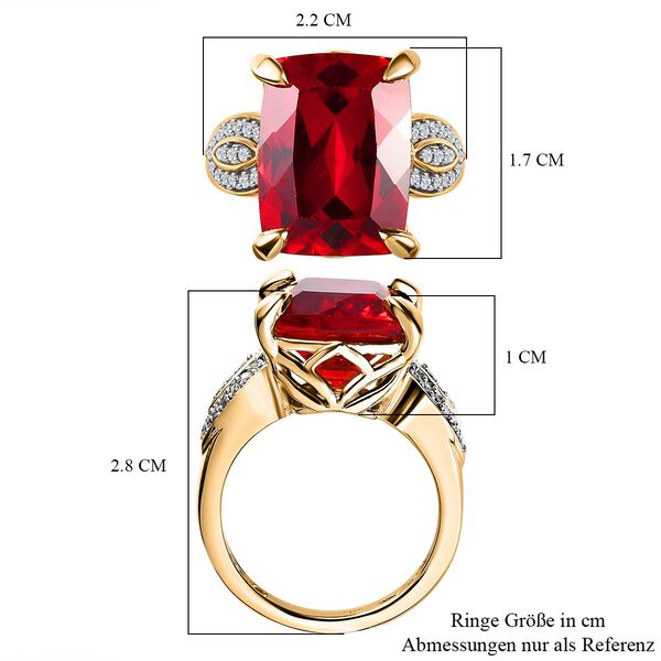 Lab Grown Padparadscha-Saphir, Weißer Zirkon Ring, 925 Silber Gelbgold Vermeil (Größe 18.00) ca. 15.37 ct image number 7
