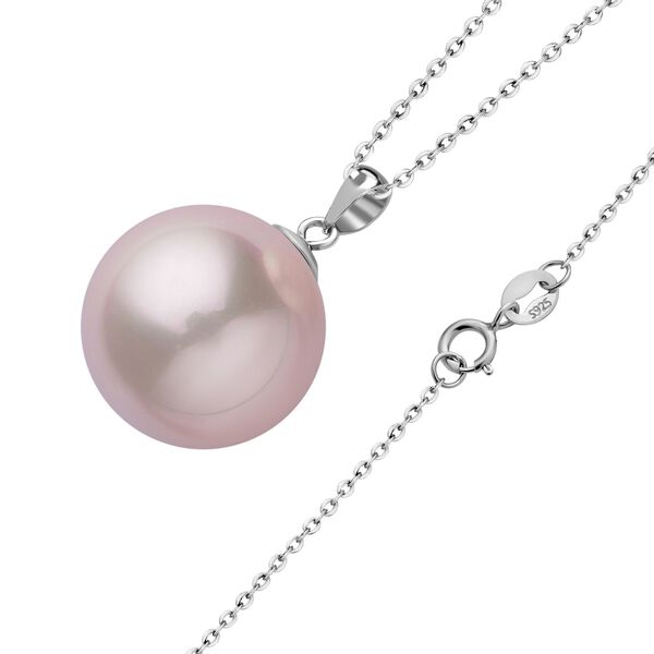 Muschelkernperle Schmuckset, Rosa, 925 Silber rhodiniert, Edelstahl-Kette image number 3