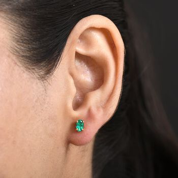 Luxuriant - AAA Lab Grown Kolumbianischer Smaragd Ohrringe 925 Silber 750 Gelbgold Vermeil ca. 0.96 ct