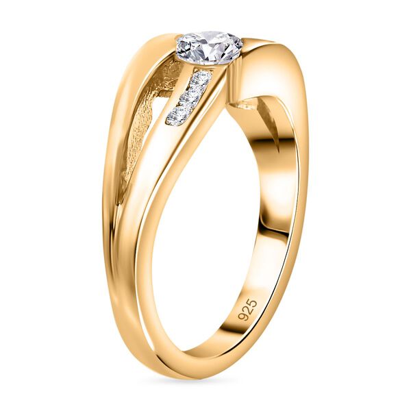 Moissanit Ring, 925 Silber 750 Gelbgold Vermeil - 0,62 ct. image number 5