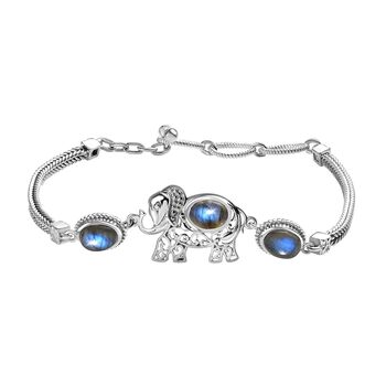 AAA Labradorit Armband ca. 19 cm 925 Silber rhodiniert ca. 4.66 ct