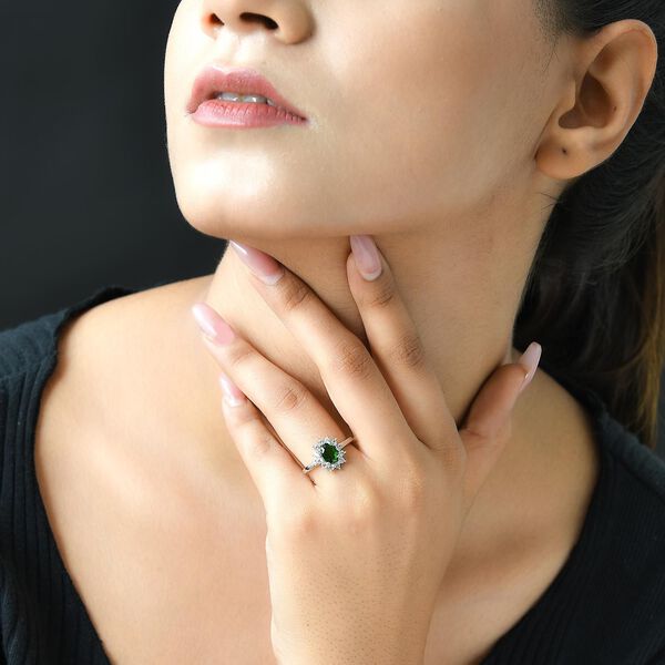 Nat&uuml;rlicher Chromdiopsid und Zirkon-Ring - 1,39 ct. image number 3