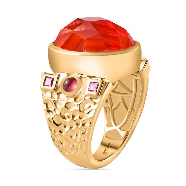 GP Art D&eacute;co Collection - Padparadscha Quarz Triplett, Rhodolith Granat und Kanchanaburi blauer Saphir-Ring - 11,67 ct. image number 5