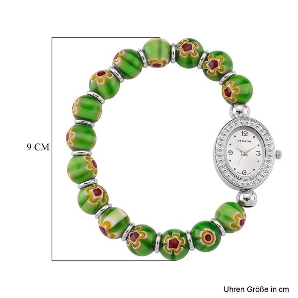 STRADA flexible grüne Armbanduhr im Murano-Stil, Japanisches Uhrwerk image number 7