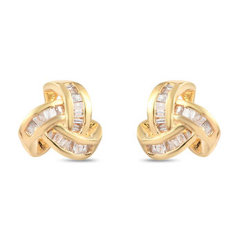 Diamant Knoten Ohrstecker, 925 Silber vergoldet, ca. 0.25 ct