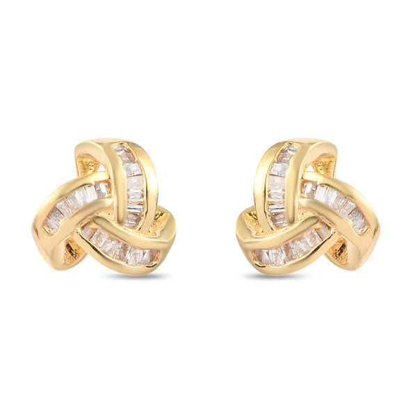 Liebesknoten wei&szlig;e Diamant-Ohrstecker, 925 Silber vergoldet - 0,25 ct.