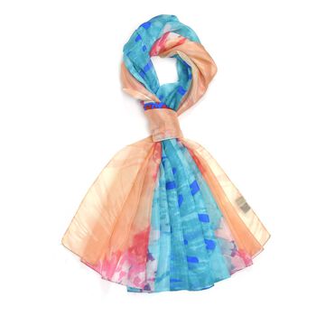 LA MAREY - Chiffonschal aus 100% Maulbeerseide mit Abstraktem Kunstdesign