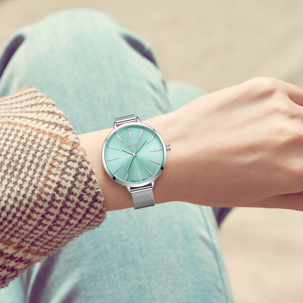 Gamages Of London Spectacle Schweizer Uhrwerk Diamant Set Damenuhr -  Blau image number 1