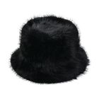 Flauschiger Kunstpelz Hut, Schwarz