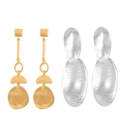 2er Set - geometrische Design-Ohrringe Schmuckset