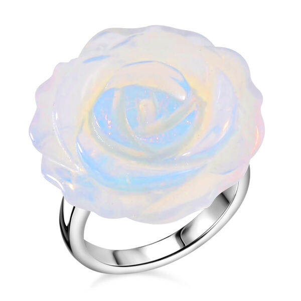 2er Set - Handgeschnitzter Opalite Anh&auml;nger mit Kette und Ring (Gr&ouml;&szlig;e 16.00), silberfarben, ca. 30.00 ct image number 3