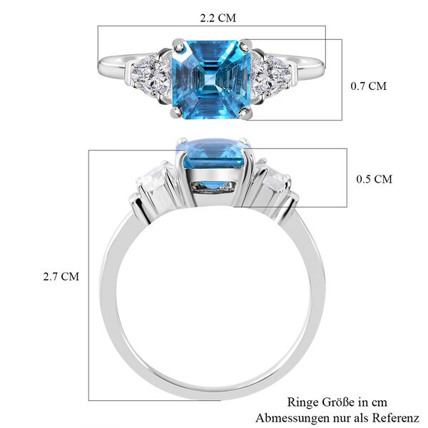 Kambodschanischer, blauer und wei&szlig;er Zirkon-Ring, 925 Silber platiniert, ca. 2.75 ct image number 5