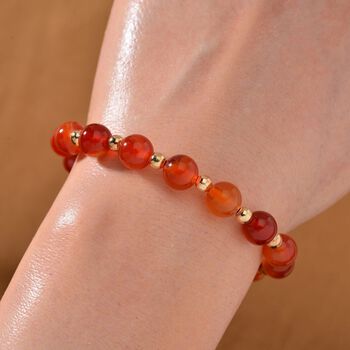 Roter Achat Armband ca. Flexibles cm Standard gelb vergoldet ca. 60.00 ct