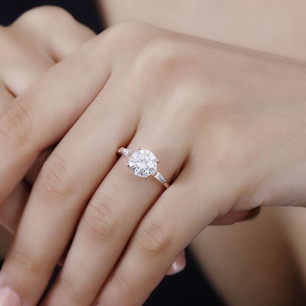 Moissanit Ring, 925 Silber 750 Roségold Vermeil - 1,88 ct. image number 10