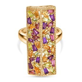 GP Italiensiche Garten Kollektion - AA Rhodolith Granat, Citrin Ring 925 Silber 750 Gelbgold Vermeil (Größe 19.00) ca. 2.70 ct