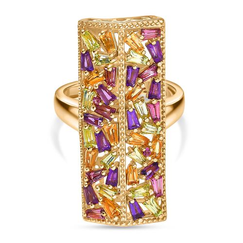 AA Rhodolith Granat, Citrin Ring 925 Silber 750 Gelbgold Vermeil (Größe 19.00) ca. 2,70 ct image number 0