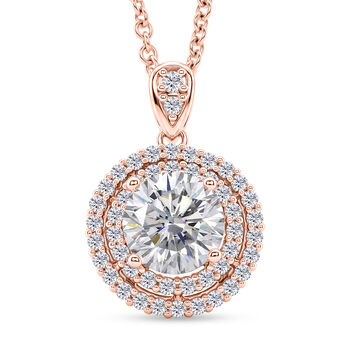 Wei&szlig;er Zirkonia Schmuckset ca. 50 cm Nickelfreies Messing Ros&eacute;vergoldet und Edelstahl Ion Ros&eacute; Beschichtung 2.24 ct