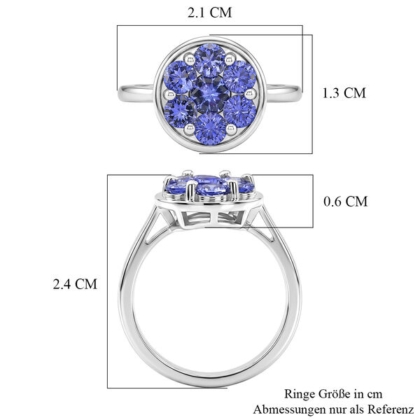 D'Joy AA Tansanit Ring 925 Silber Platiniert (Gr&ouml;&szlig;e 19.00) ca. 1,34 ct image number 7