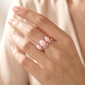 D'Joy AA Rosa Opal und Zirkon Ring - 3,18 ct.