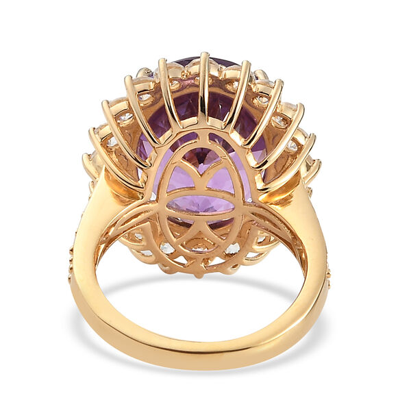 Marokkanischer Amethyst und Zirkon Halo Ring 925 Silber Gelbgold Vermeil  ca. 15,40 ct image number 5