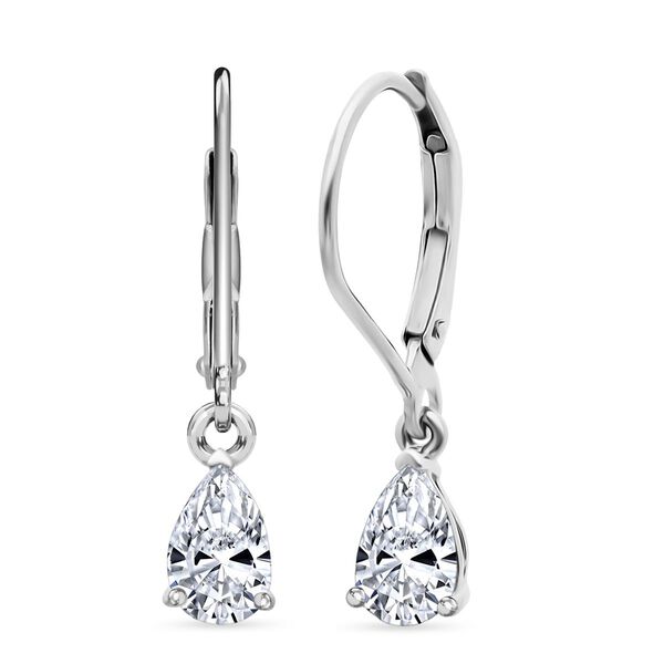 LUXURIANT SGL zertifizierte VS-GH Labor Tropfen-Diamant Ohrringe, 925 Silber rhodiniert - 1 ct. image number 0