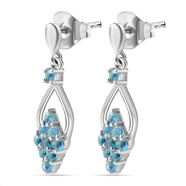 Paraiba-Apatit Ohrringe 925 Silber platiniert ca. 0,88 ct. image number 4