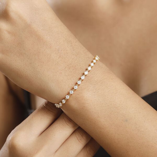 Moissanit Armband, 19 cm, 925 Silber 750 Gelbgold Vermeil - 3,68 ct. image number 3
