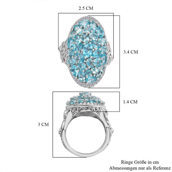 Betroka blauer Apatit, rosa Turmalin und Zirkon-Ring - 6,25 ct. image number 7