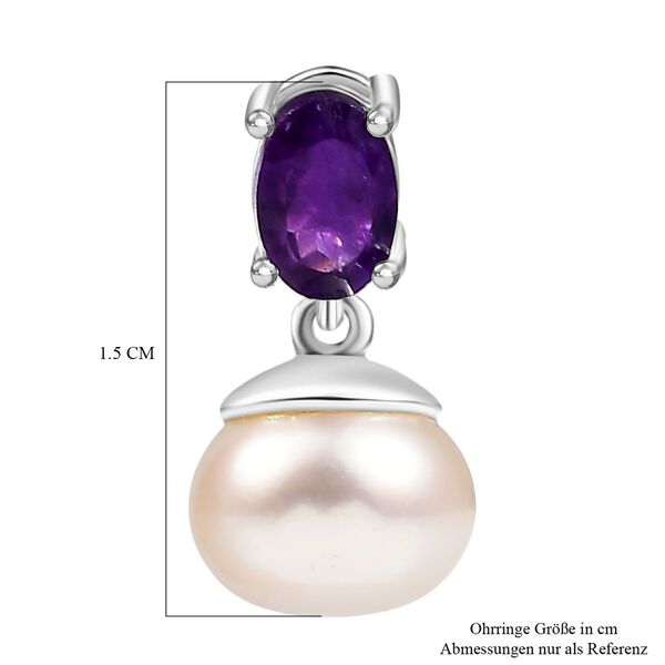 Süßwasser Perle und afrikanische Amethyst Ohrringe image number 6