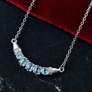 D'Joy AA Blauer Zirkon Halskette ca. 45 cm 925 Silber rhodiniert ca. 1.69 ct